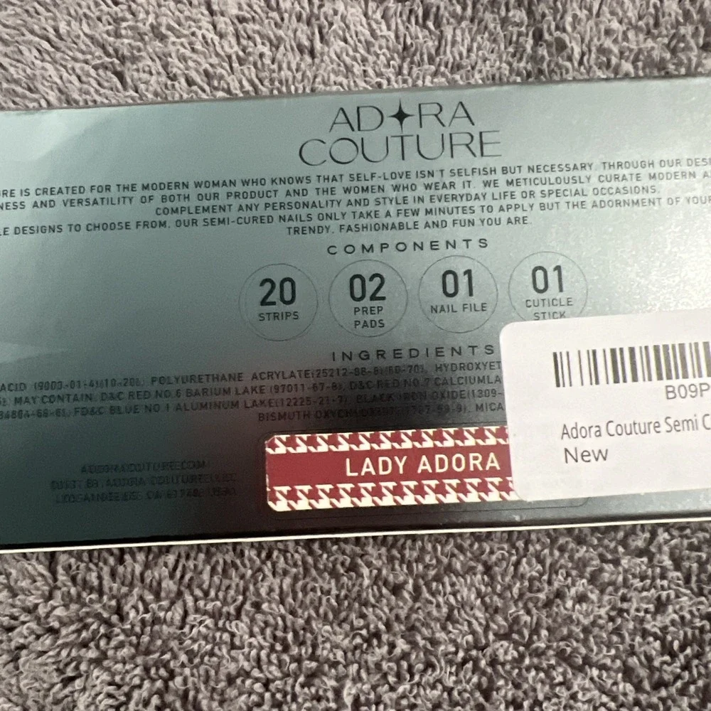 ADORA COUTURE 20pc Semi Cured UV Gel‎ Nail Strips Kit - Lady Adora